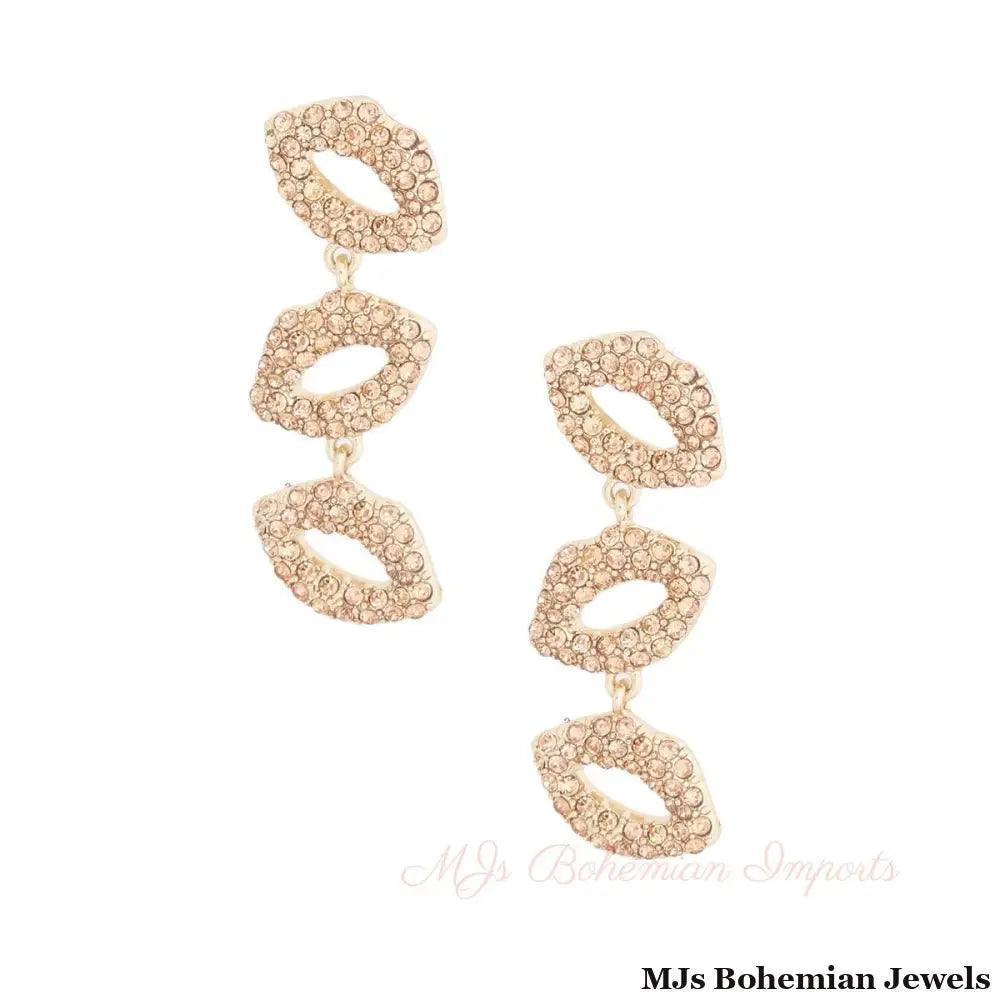 Peach Triple Lips Earrings