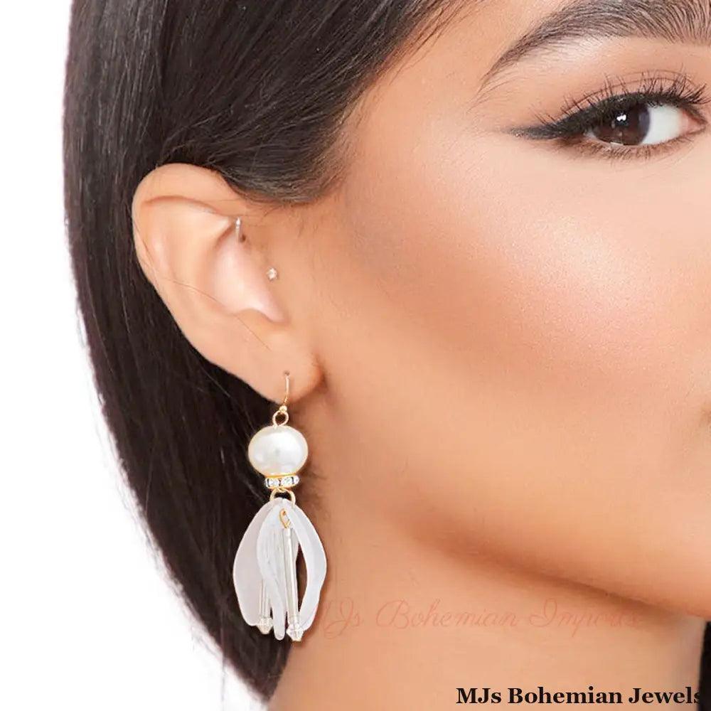 Pearl Petal Drop Earrings