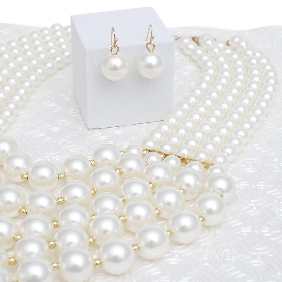 Pearl Bib Layered Cream Delicately Draped Necklace