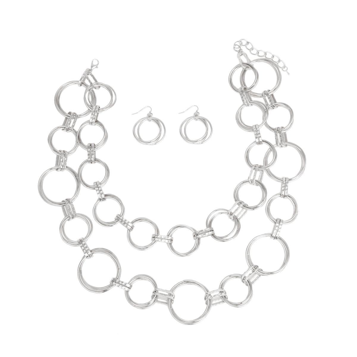 Chain Silver Chunky Ring Links Necklace for Women