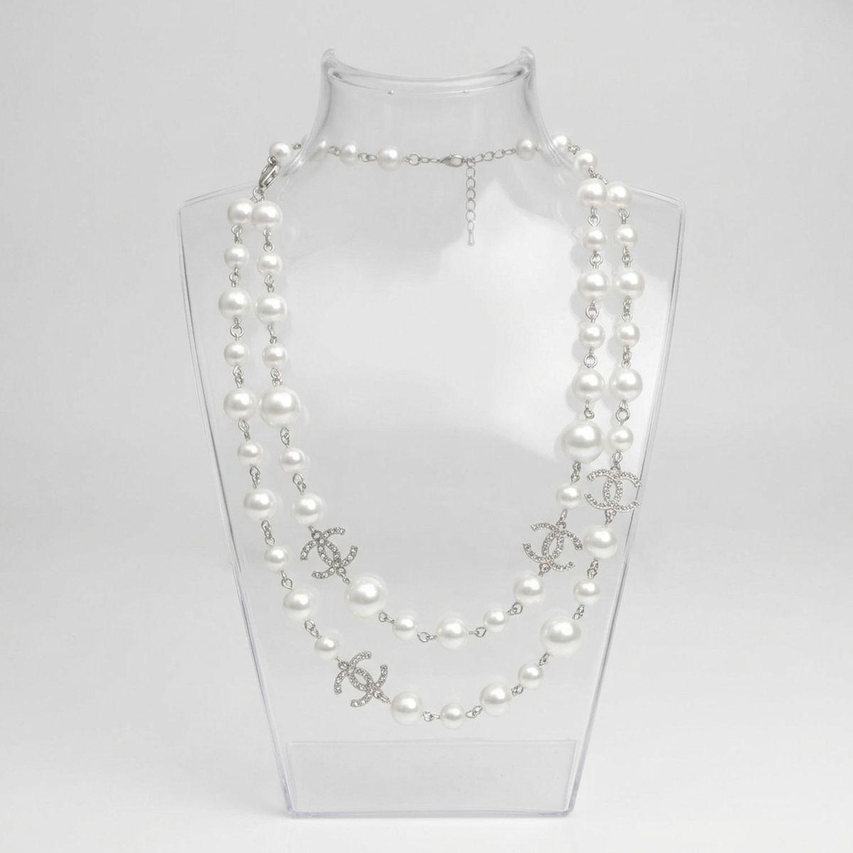 Parisian White Glass Pearl Charm Layer Necklace