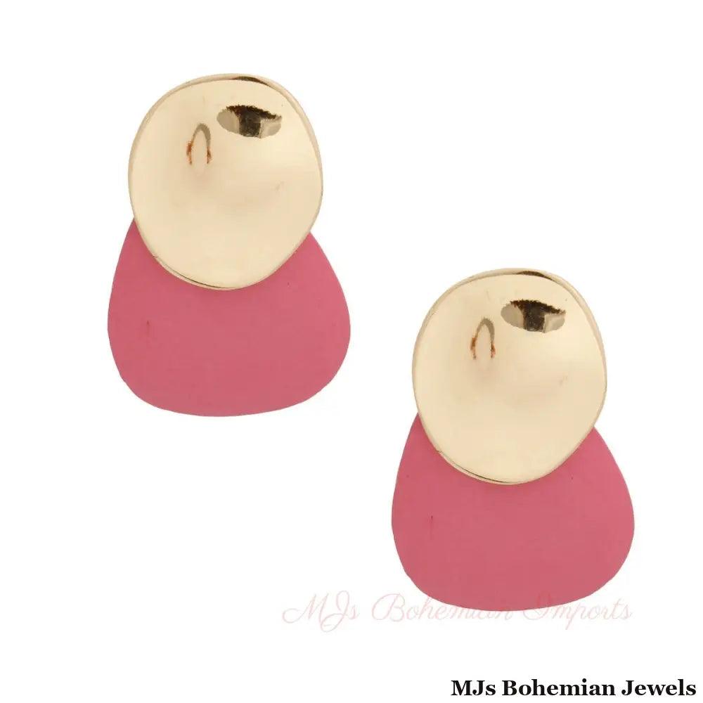 Pink and Gold Wooden Studs