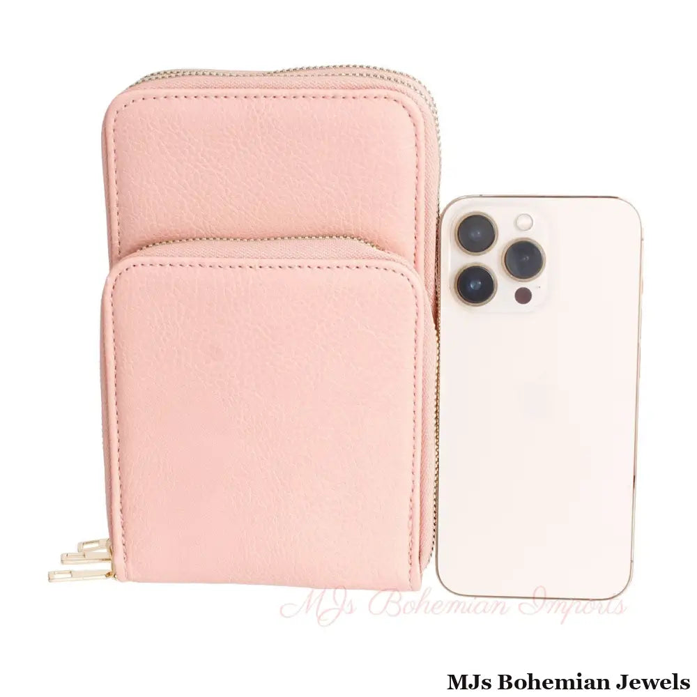 Pink Triple Pocket Crossbody