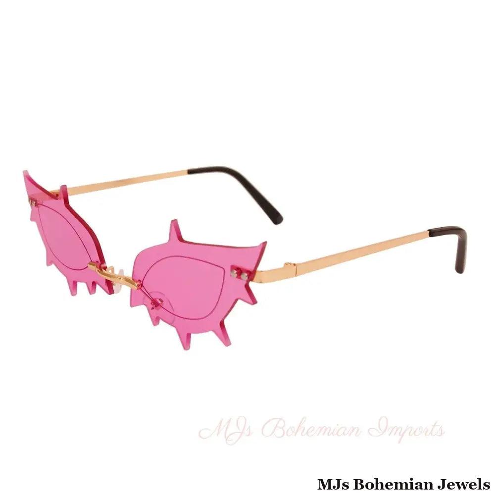Purple Rimless Spike Sunglasses