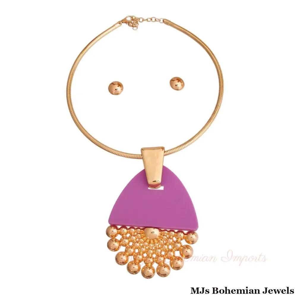 Purple Teardrop Burst Necklace