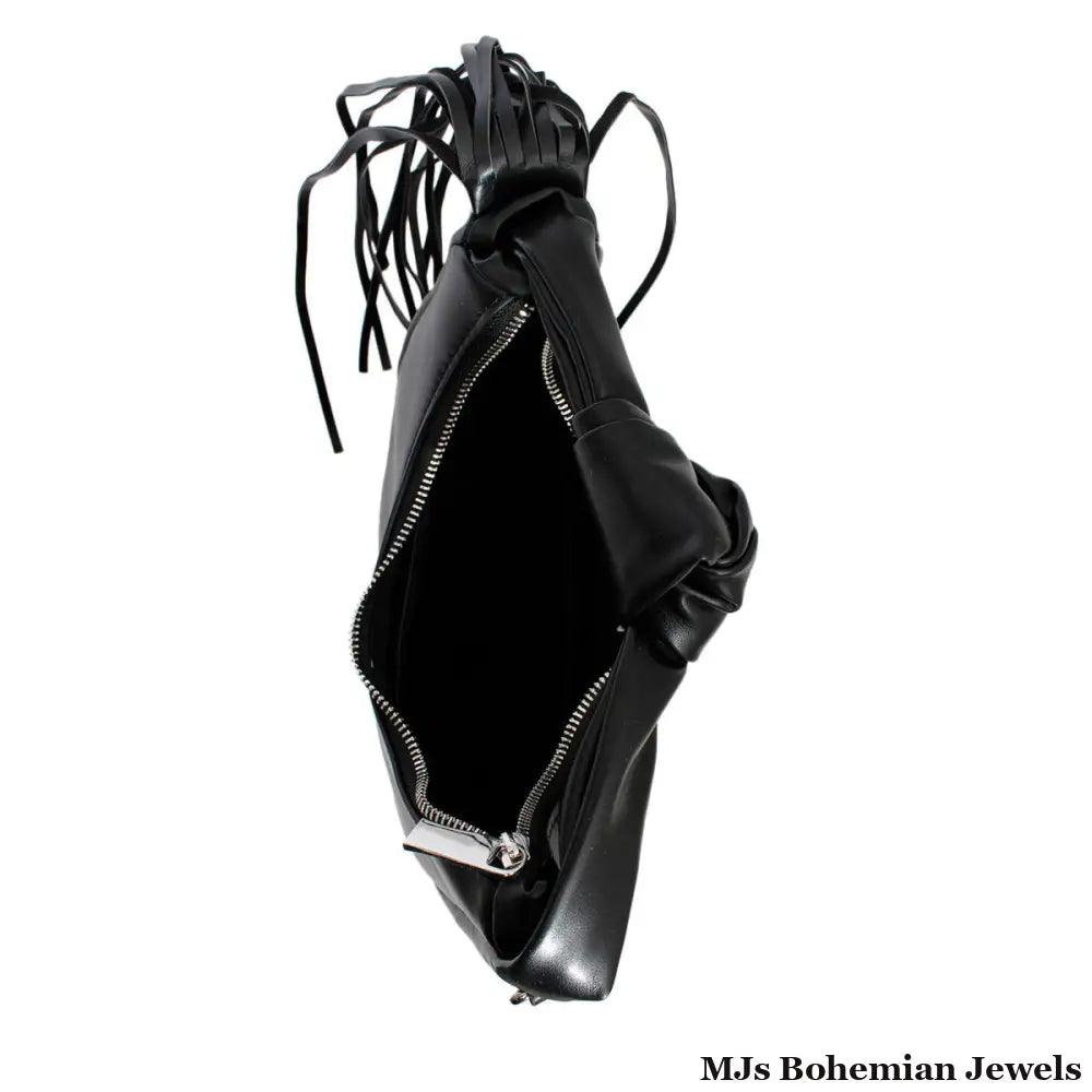 Purse Black Round Fringe Shoulder Bag for Women