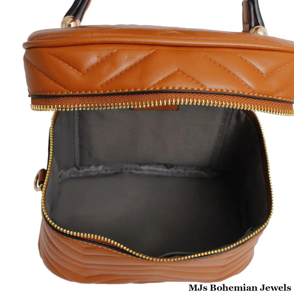 Purse Camel Vanity Case Crossbody for Women