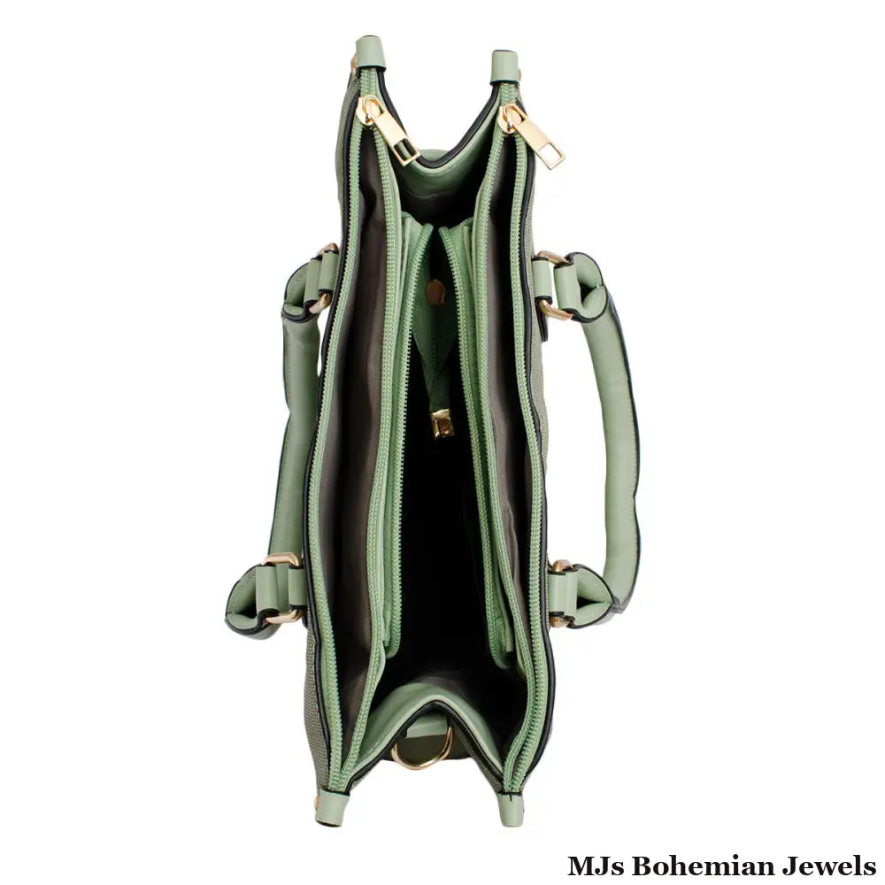 Purse Green Pebble Grain Satchel Handbag for Women