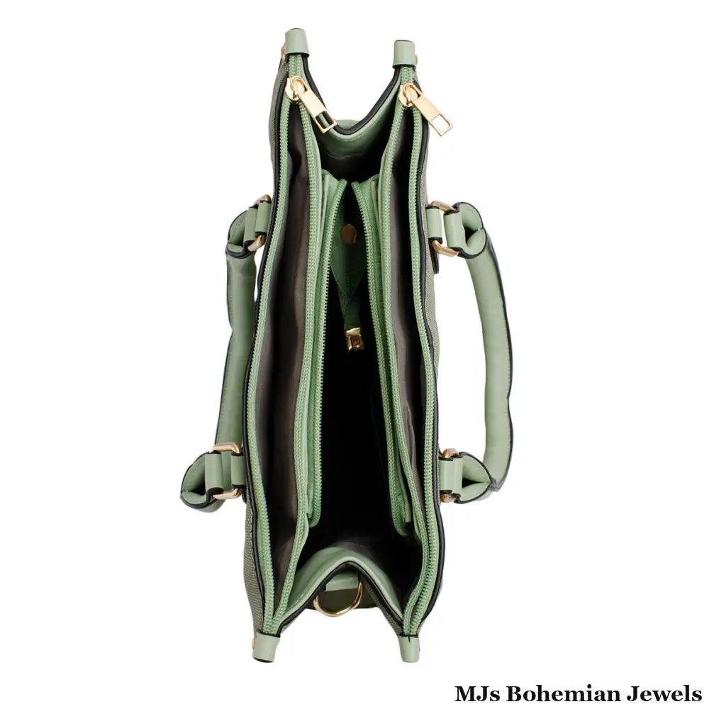 Purse Green Pebble Grain Satchel Handbag for Women