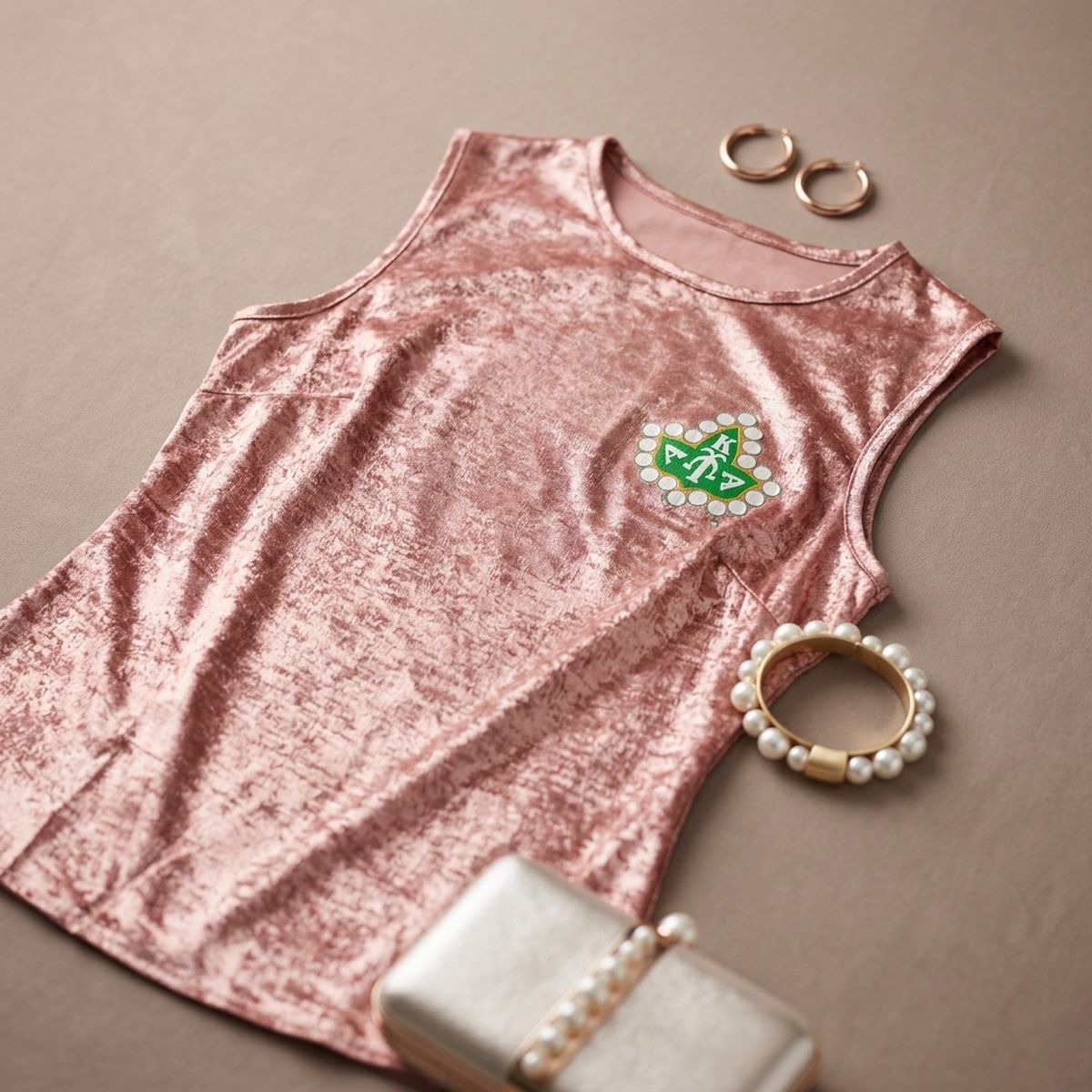 2XL AKA Ivy Leaf Pink Metallic Sleeveless Top