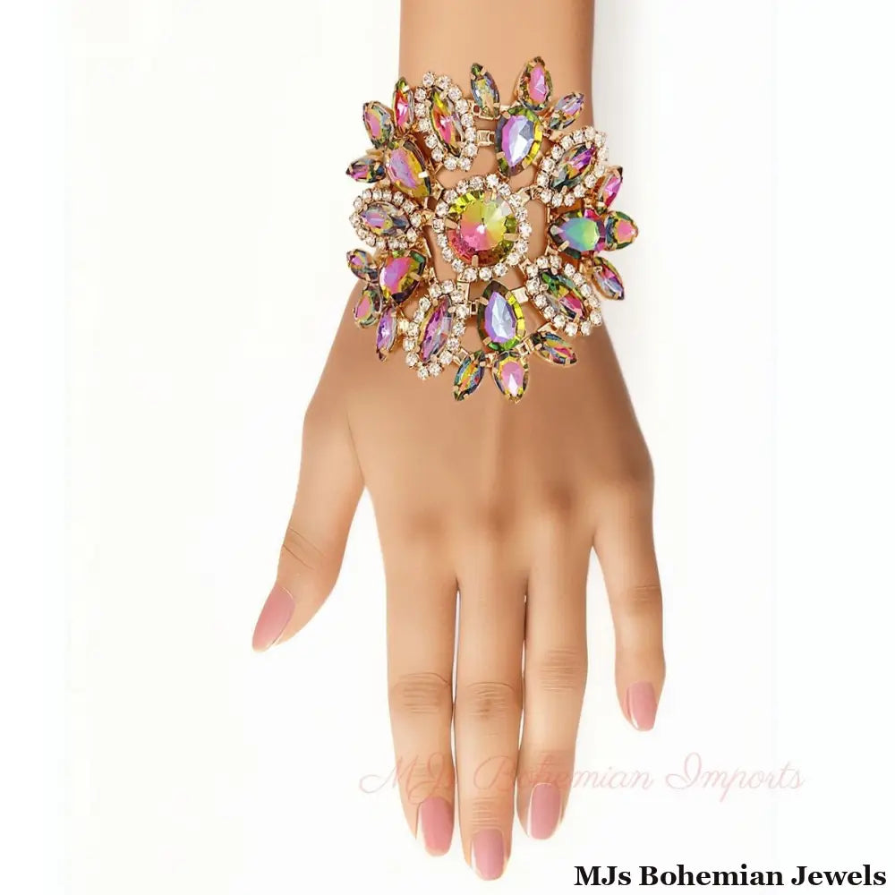 Radiant Pink Green Cream Pearl Bracelet