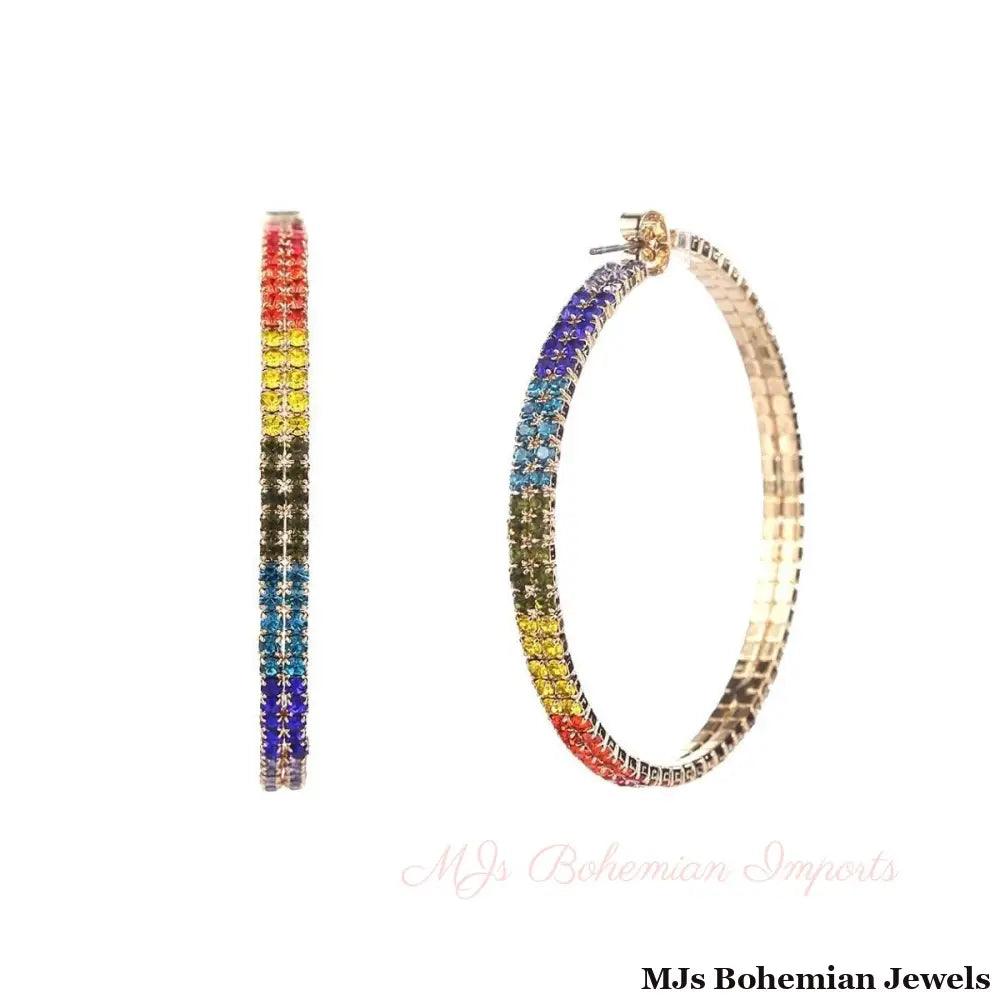 Rainbow 50mm Memory Wire Hoops