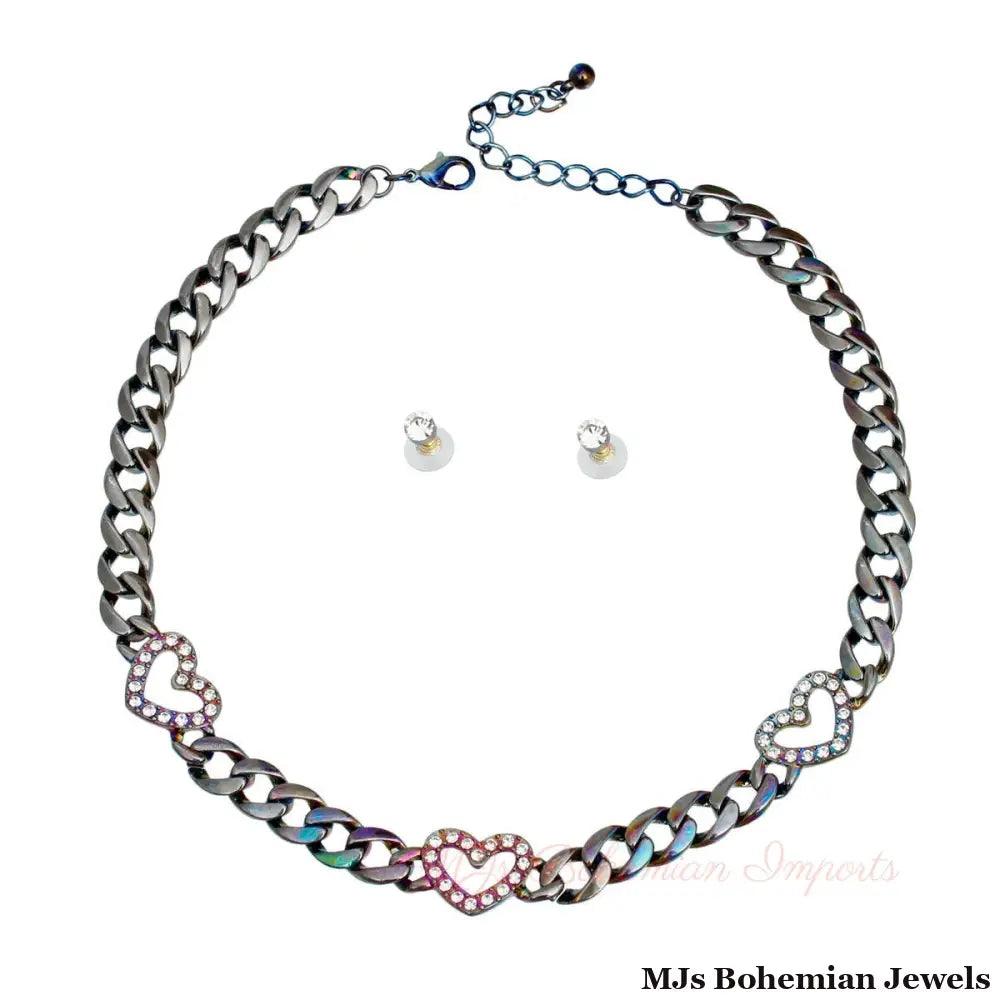Rainbow Metal Link Heart Chain