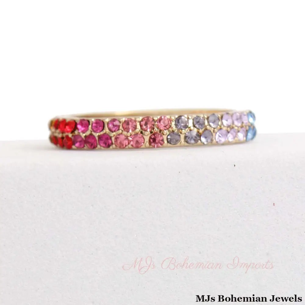 Rainbow Rhinestone Eternity Ring