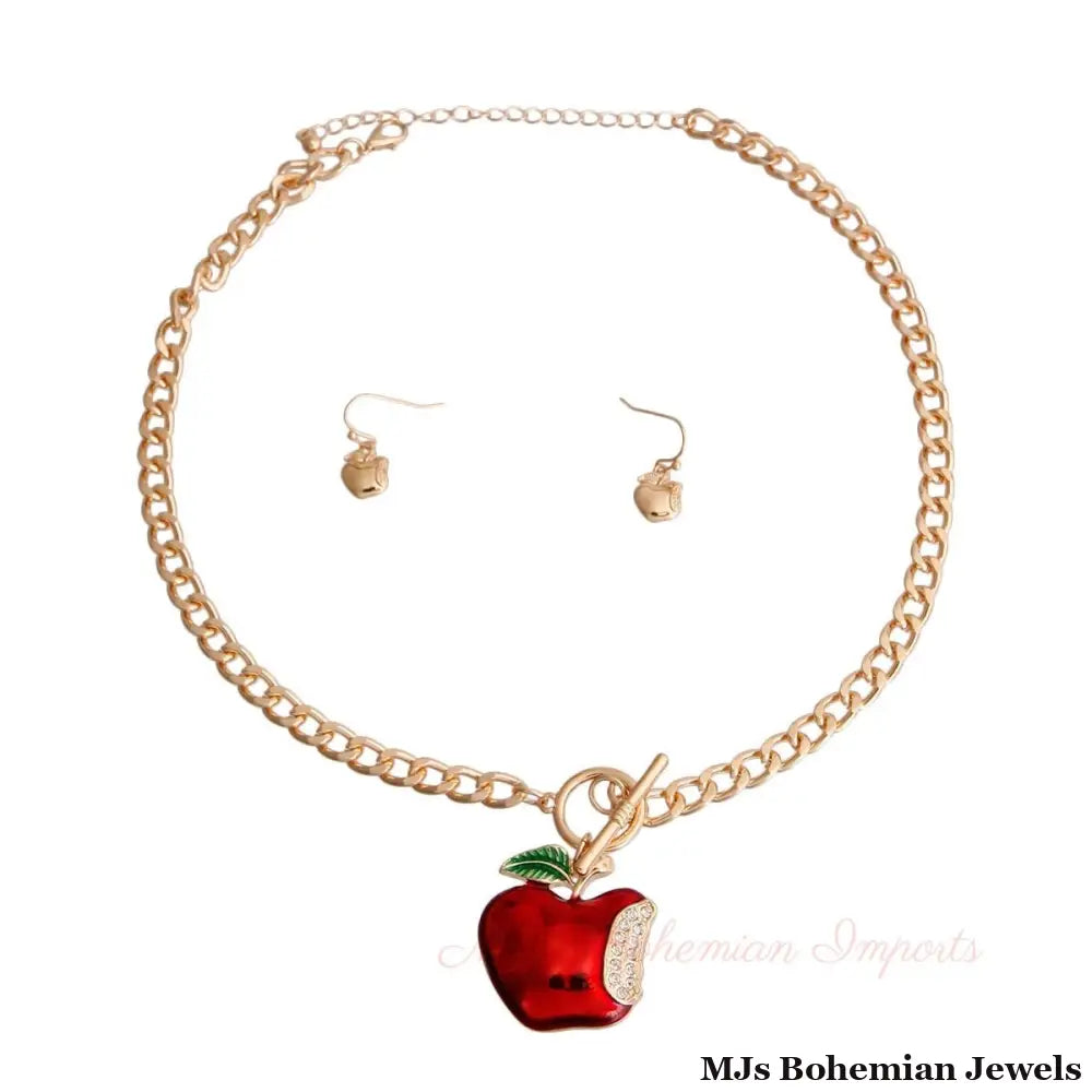 Red Apple Toggle Necklace