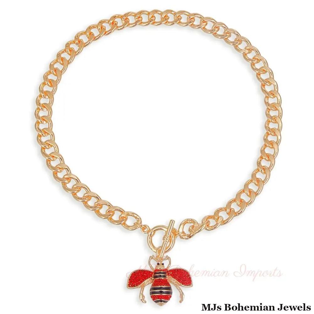 Red Red Bee Toggle Necklace