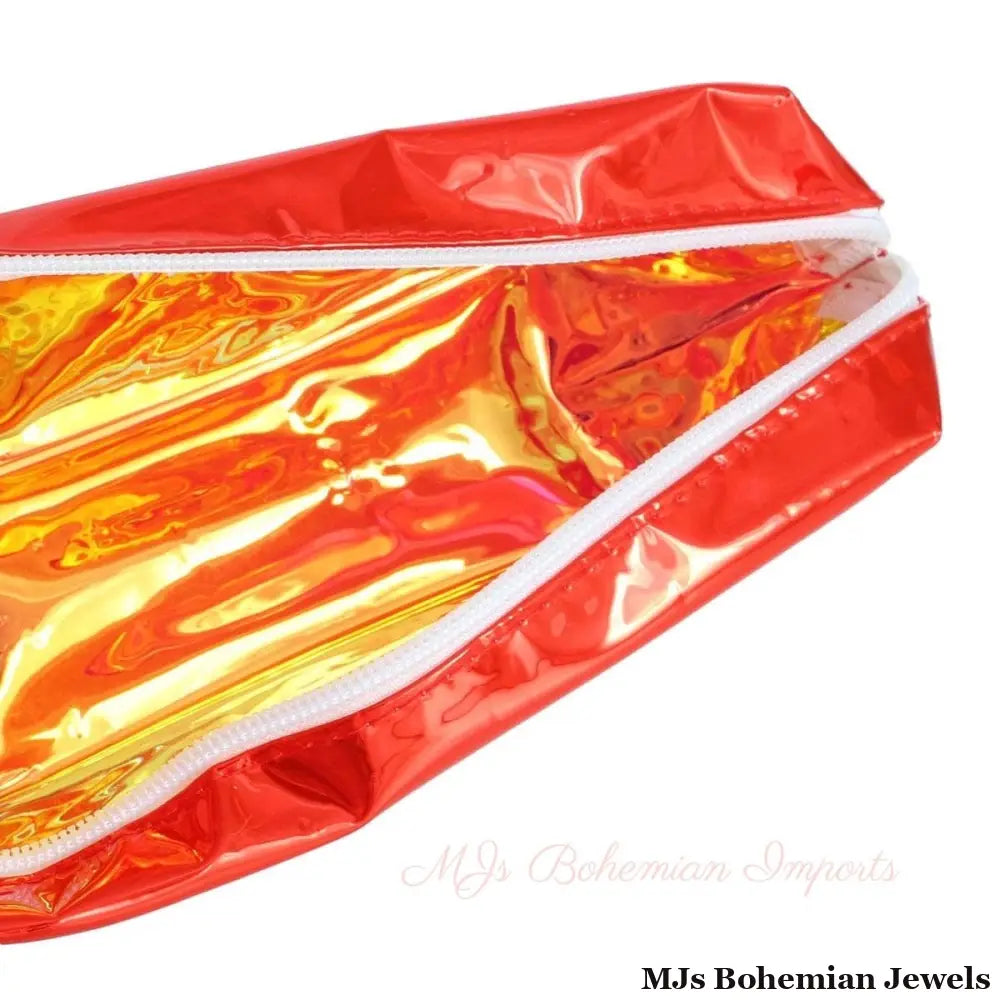 Red Shiny Transparent Cosmetic Pouch