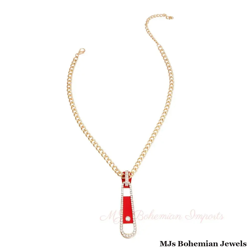 Red Zipper Pendant Necklace