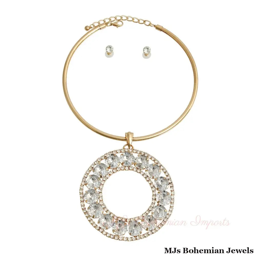 Rigid Gold Halo Circle Necklace