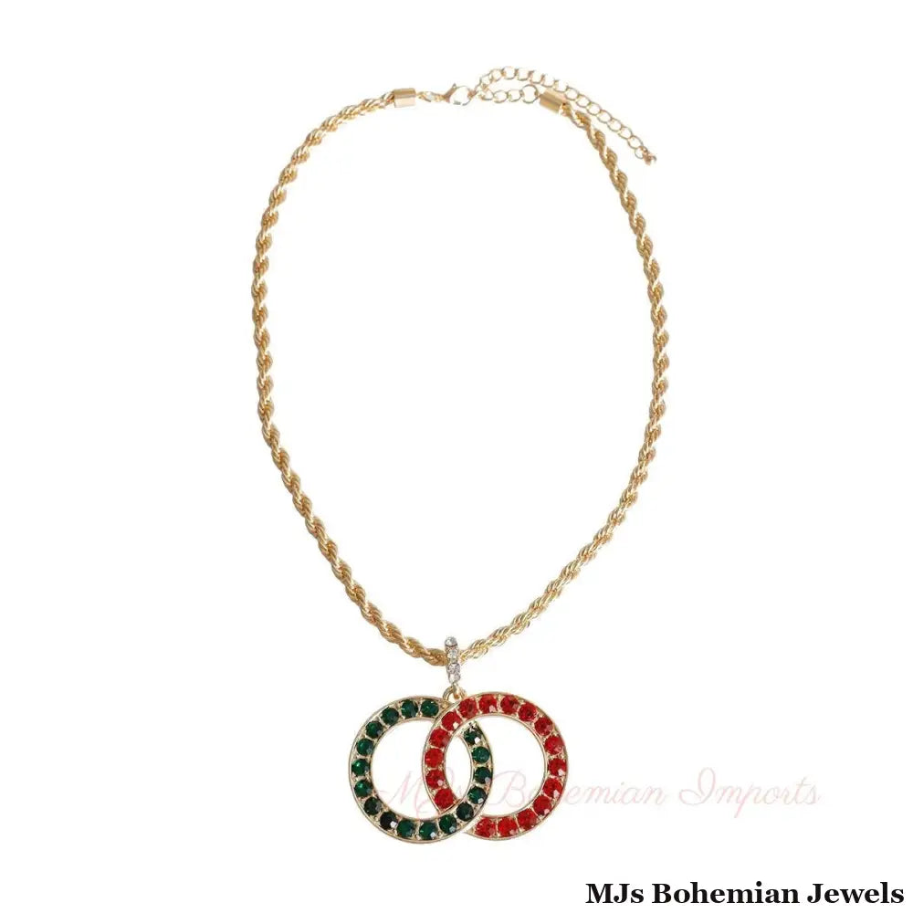Rope Chain Royal Necklace - Red and Green