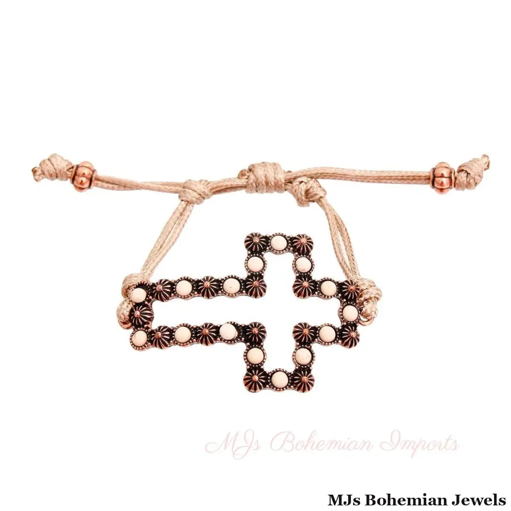 Rose Gold Cross Rope Bracelet
