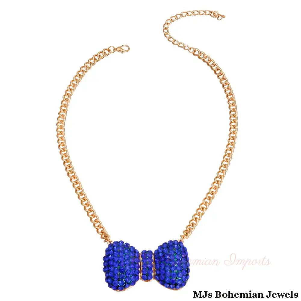Royal Blue Chunky Bow Necklace