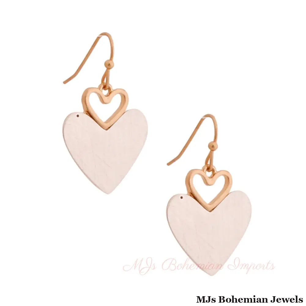 Scratched Heart Drop Earrings