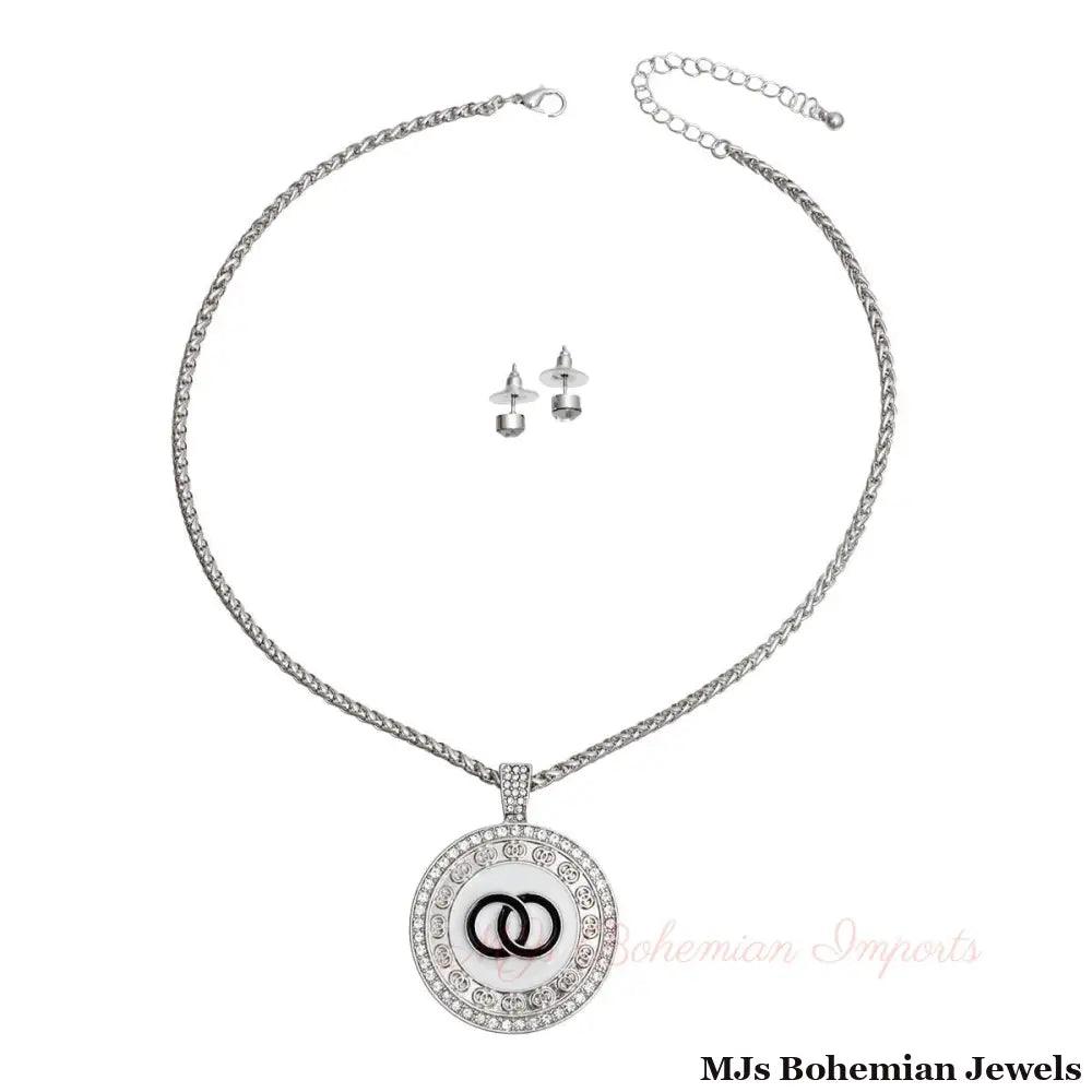 Silver and White Infinity Pendant Necklace