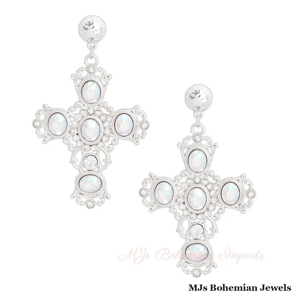 Silver AURBO Fancy Cross Earrings
