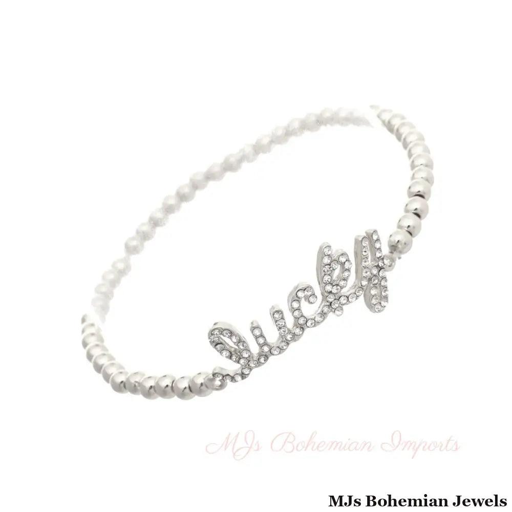 Silver Ball Bead Lucky Bracelet