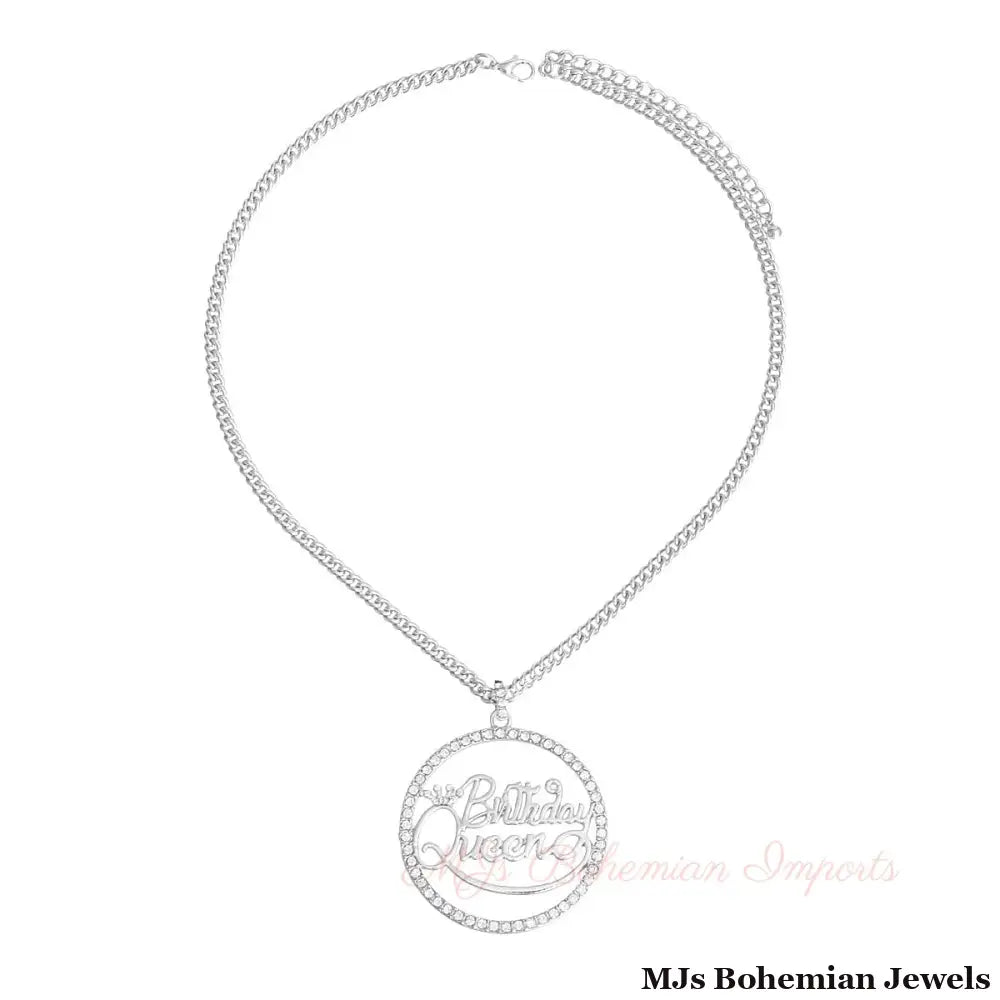 Silver Birthday Queen Necklace