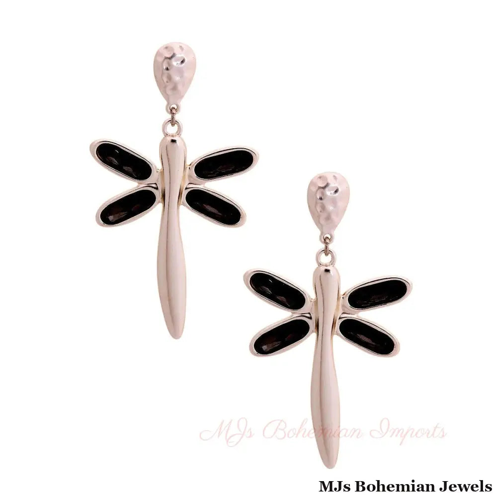 Silver Crystal Dragonfly Earrings