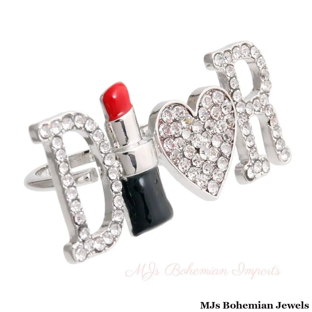 Silver Dior 2 Finger Ring