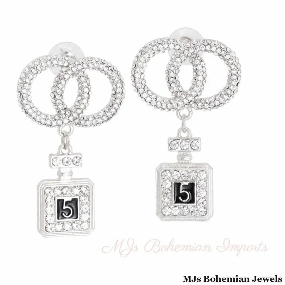 Silver Infinity Perfume Charm Earrings