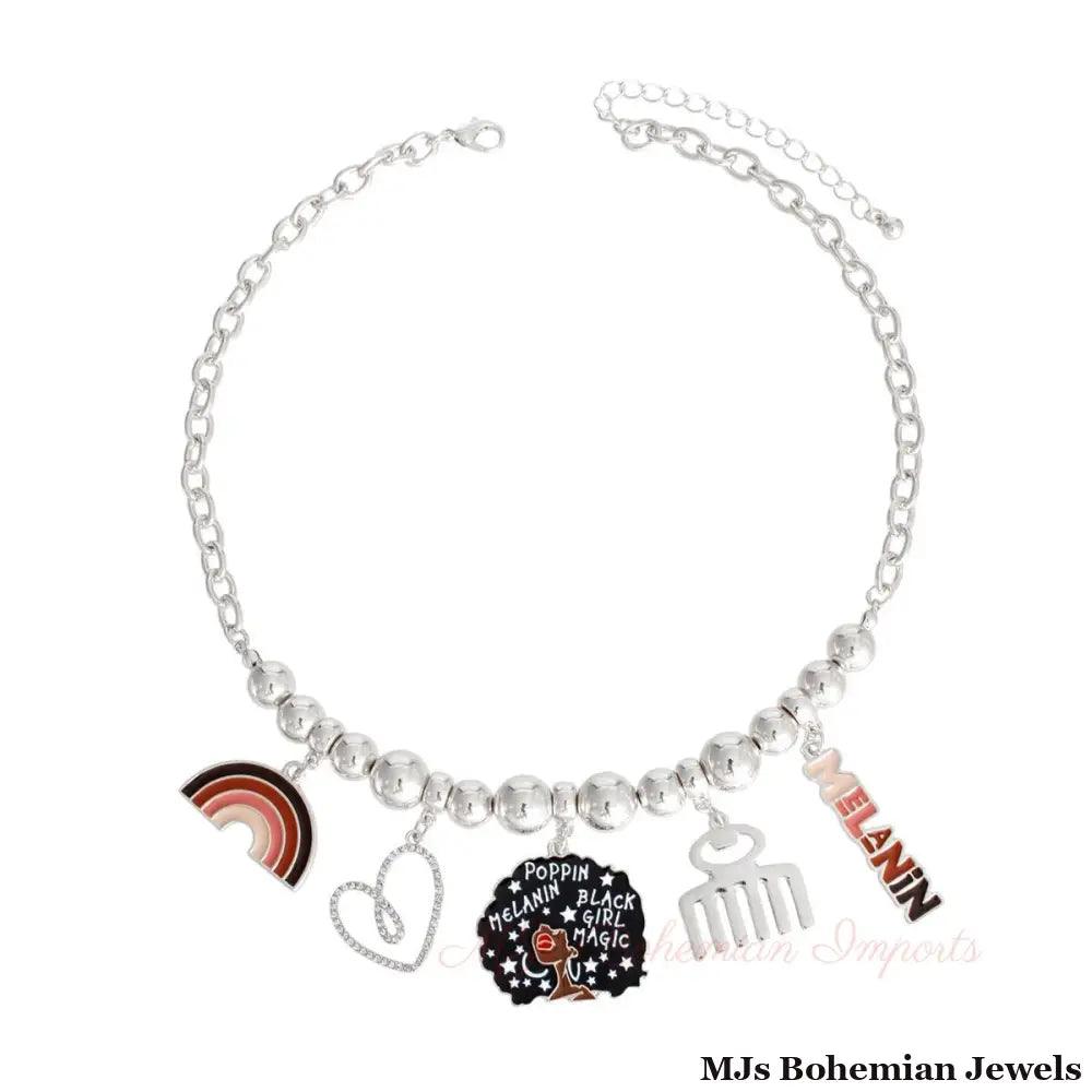 Silver Melanin Poppin Charm Chain