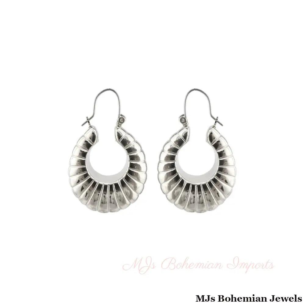 Silver Metal Croissant Hoops