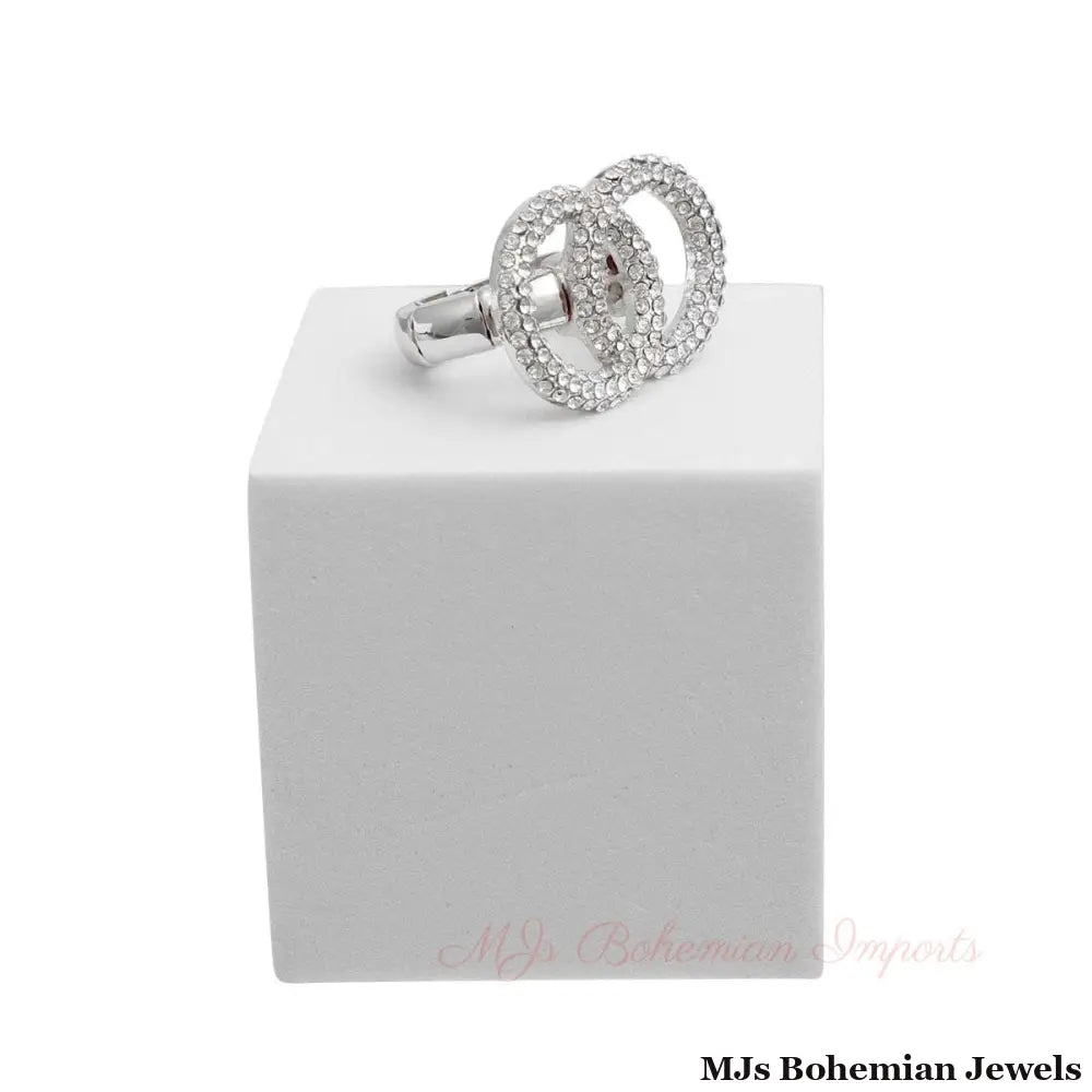 Silver Pave Infinity Link Ring