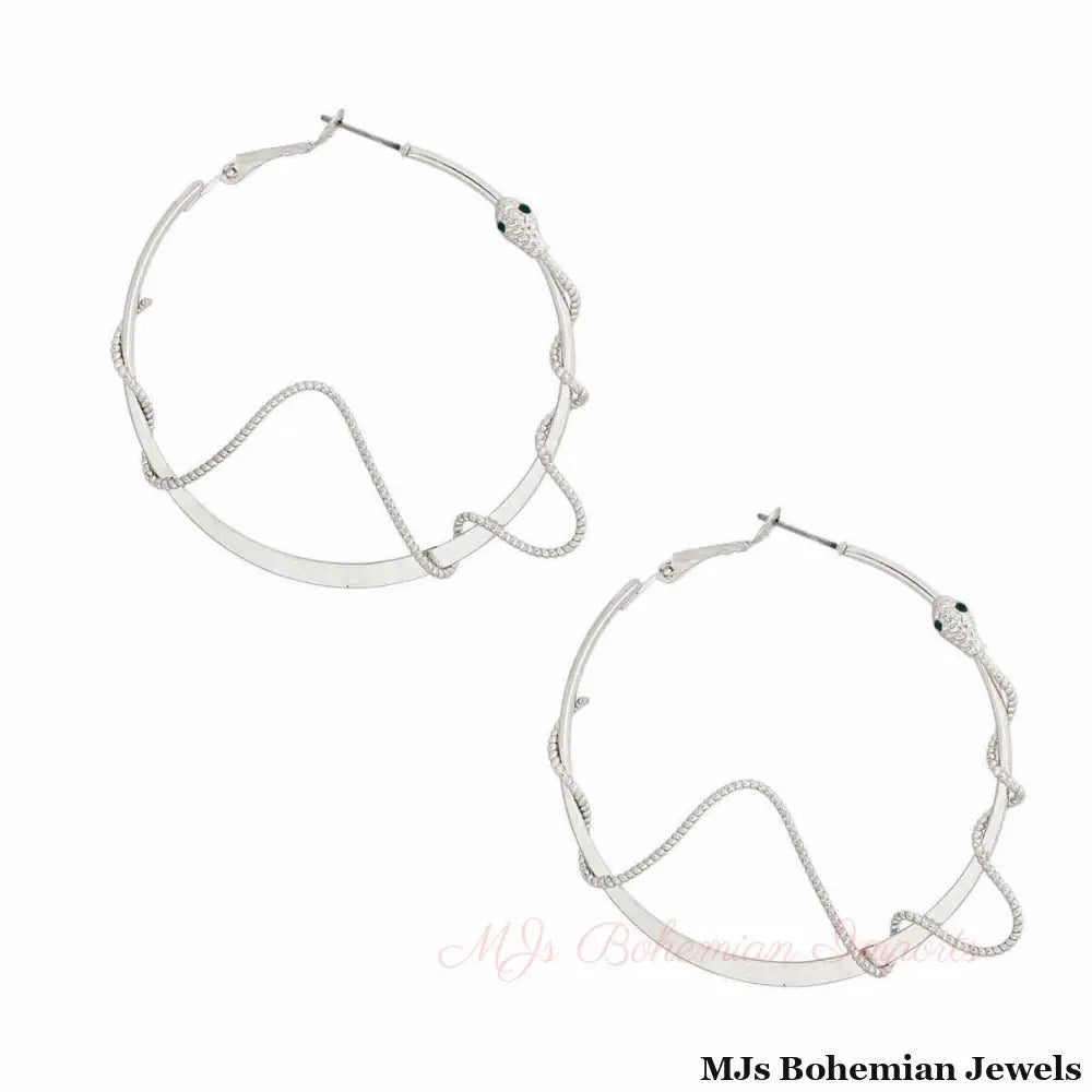 Silver Snake Wrapped Hoops