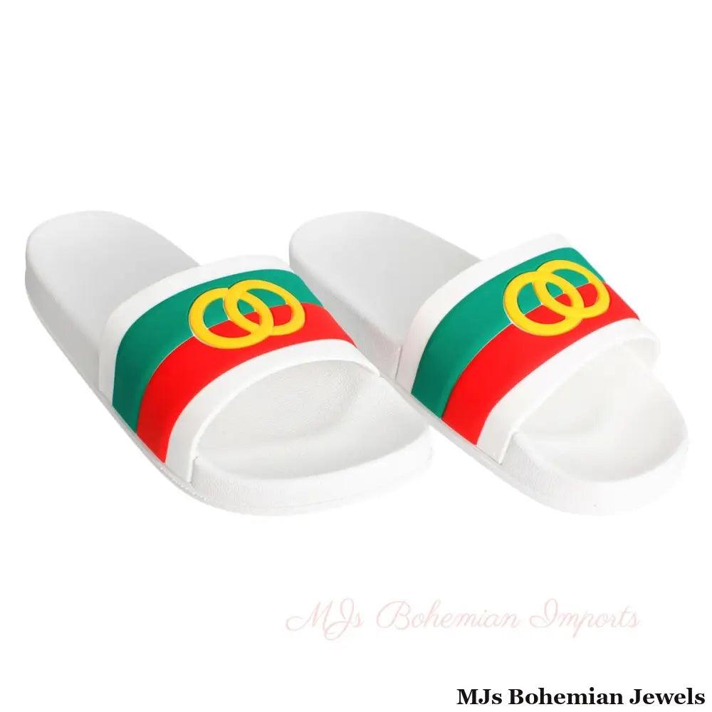 Size 8 White Stripe Slide