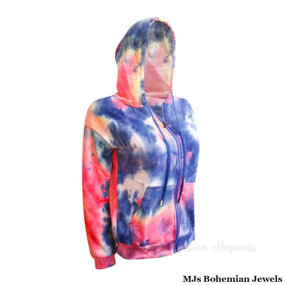 Small Pink Tie Dye Zip Hoodie
