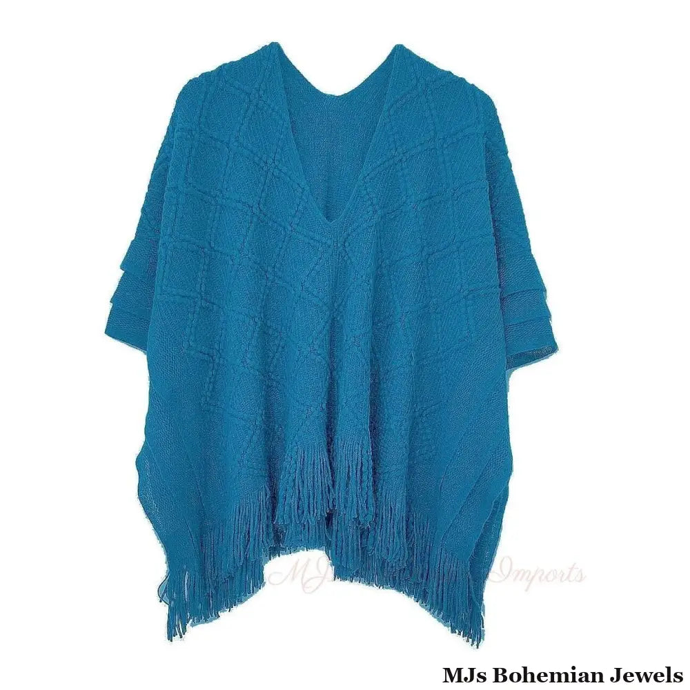 Teal Crochet Poncho