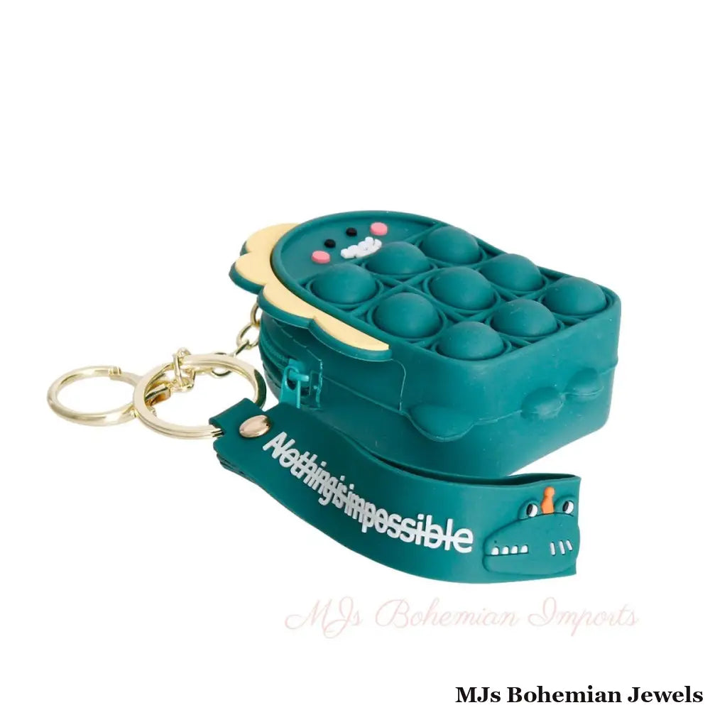 Teal Dino Bubble Pop Keychain