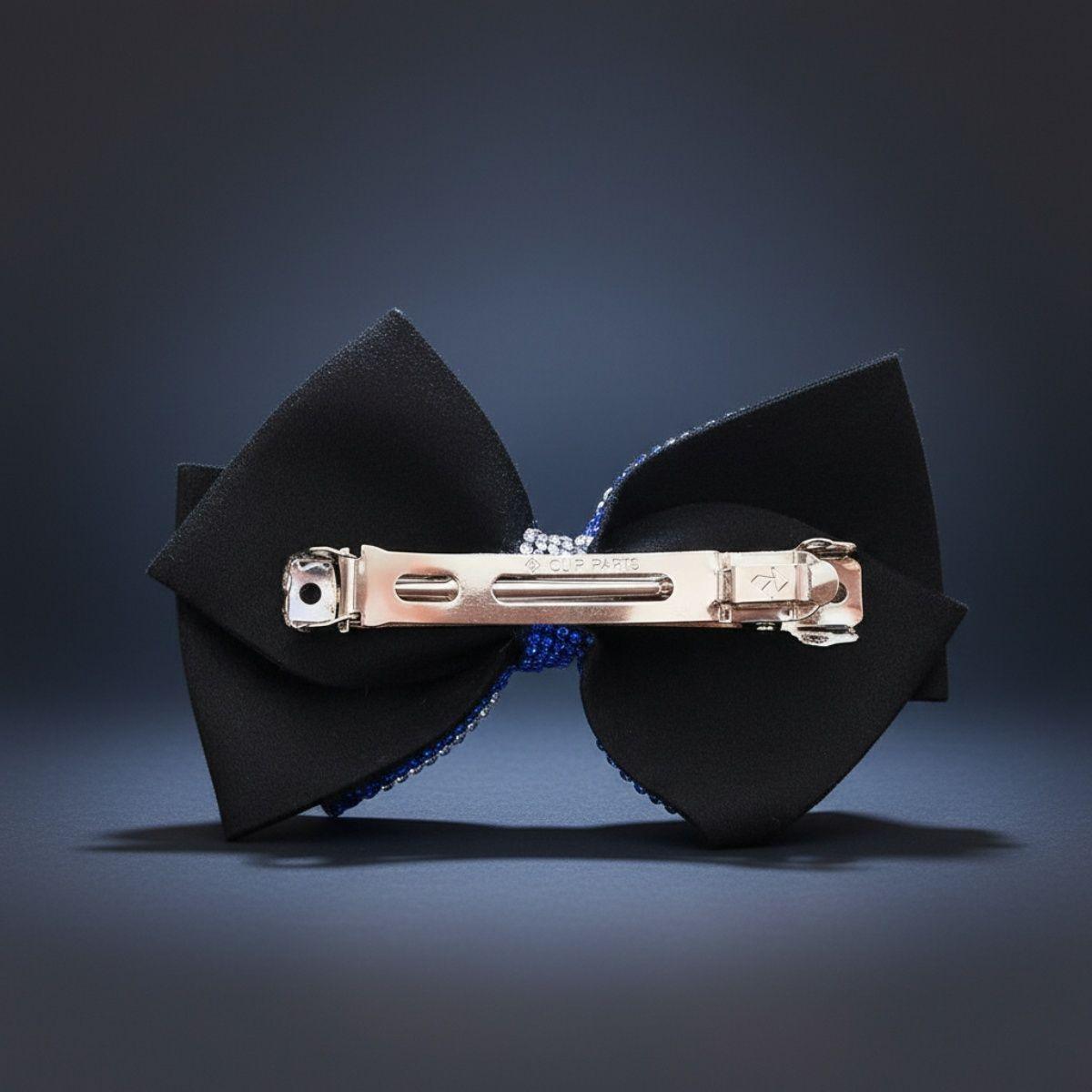ZPB Merch Blue Clear Checker Stone Bow Hair Clip