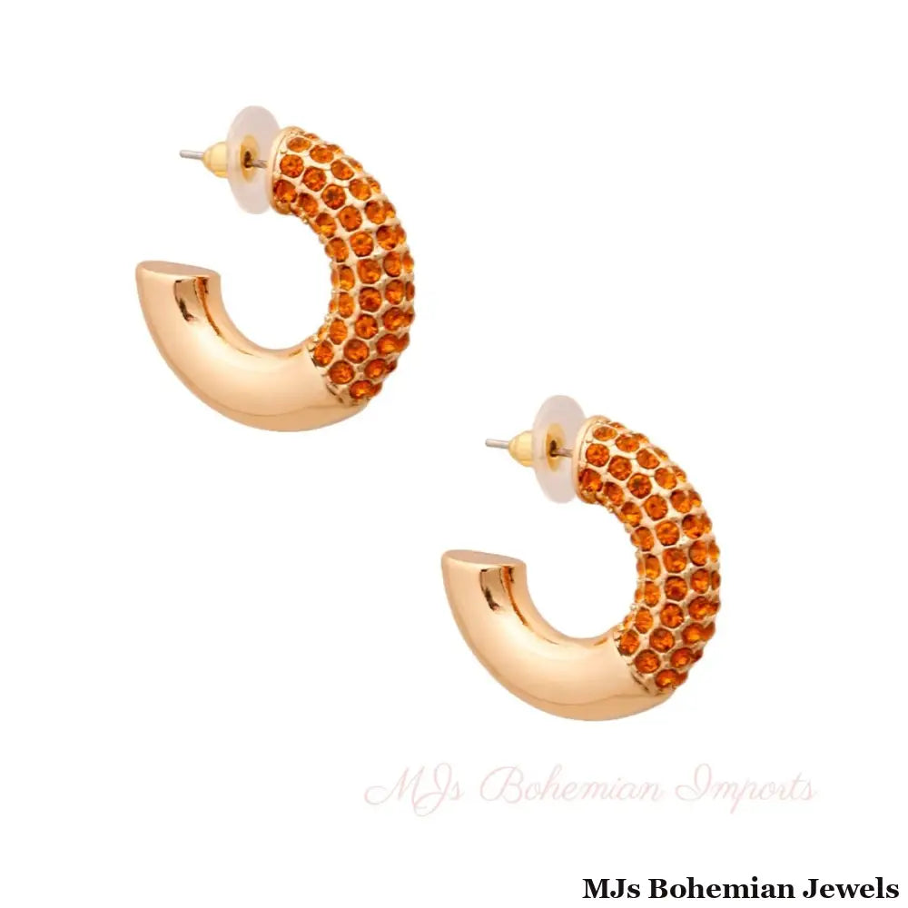 Topaz Rhinestone Thick Hoops