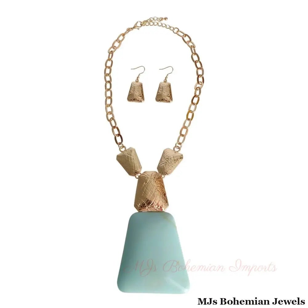 Turquoise Marbled Cable Chain Necklace