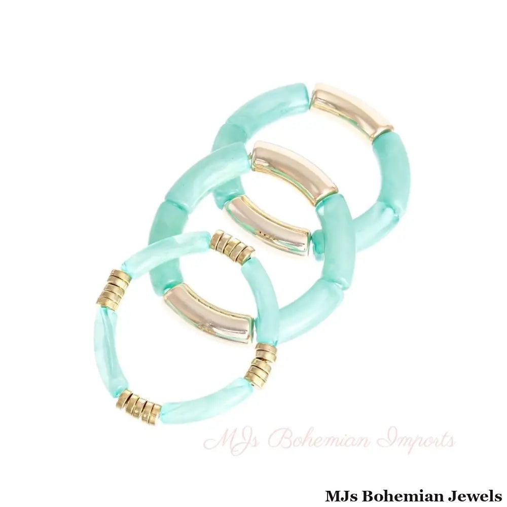 Turquoise Tube Stretch Bangle Set