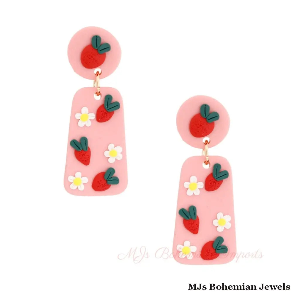 Ultra Cute Pink Strawberry Earrings