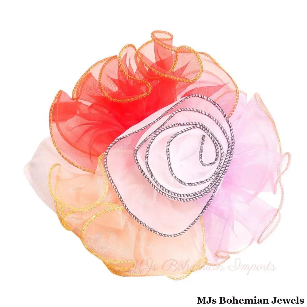 White Pleated Ruffle Rhinestone Turban