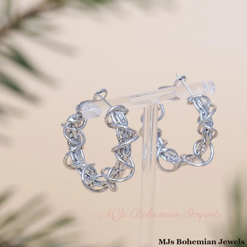 Wired Hoop White Gold 14k Dipped Earring for Women