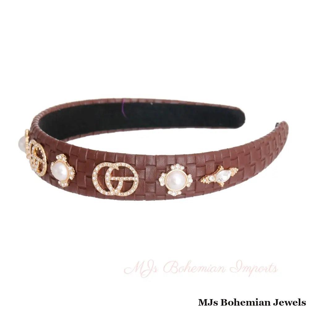 Woven Wonder: Brown Leather Headband